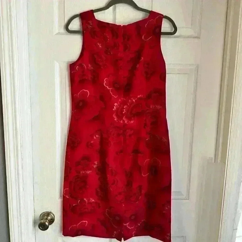 Coldwater Creek Red Floral Silk Dress Women’s Size 10 - Picture 4 of 5